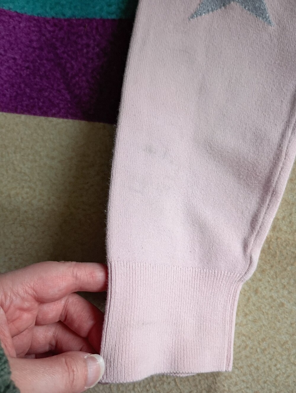 Gap Kids S 6/7 Pink/Silver Star Knees Sweater Leggings - Picture 5 of 8